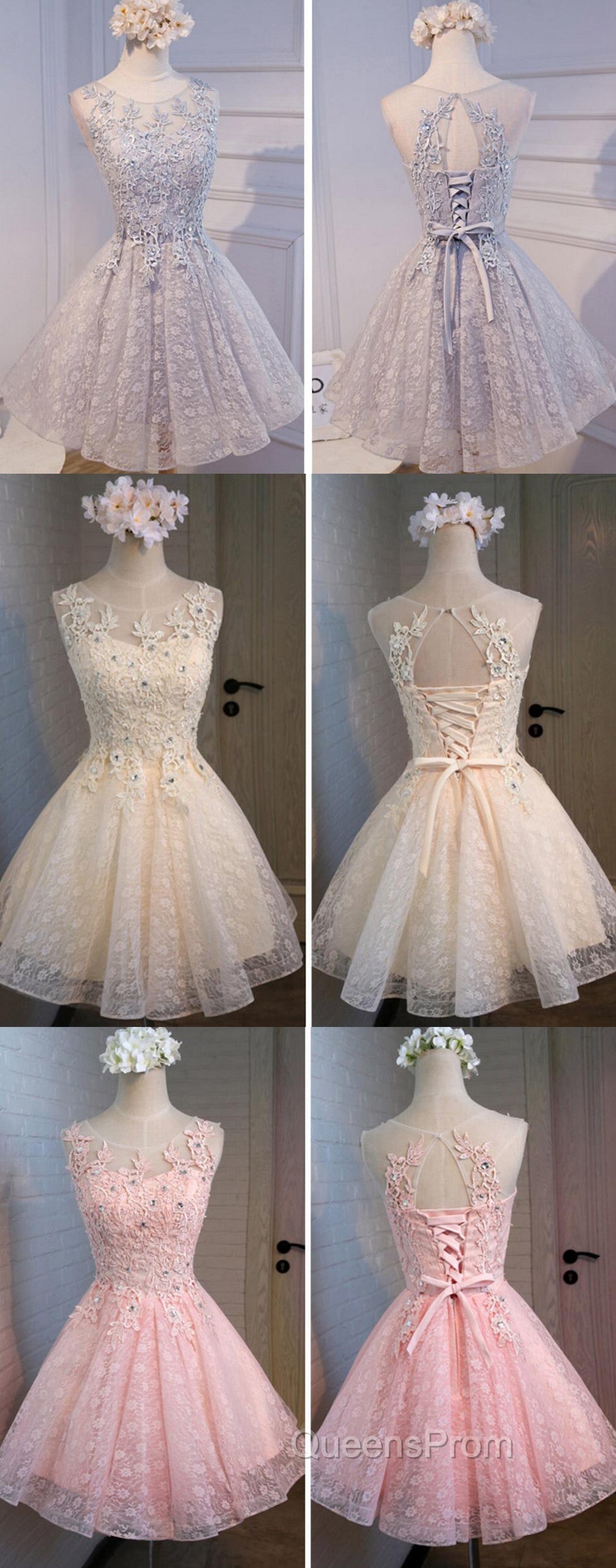 Lovely Vintage Sleeveless Full Floral Prints Appliques Clairvoyant Outfit Lace Up Back Homecoming Dress