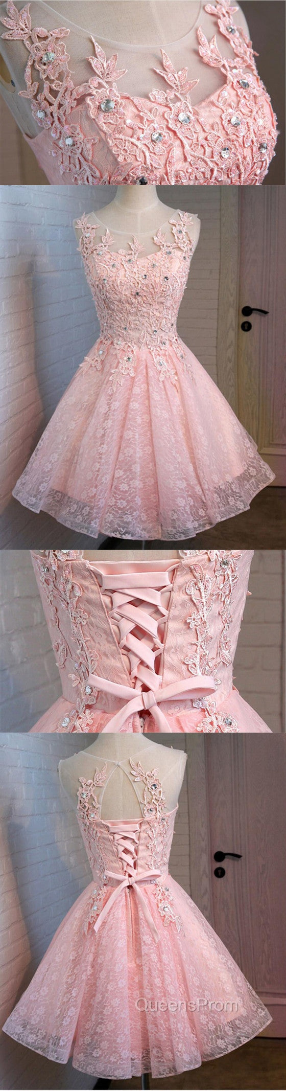 Lovely Vintage Sleeveless Full Floral Prints Appliques Clairvoyant Outfit Lace Up Back Homecoming Dress