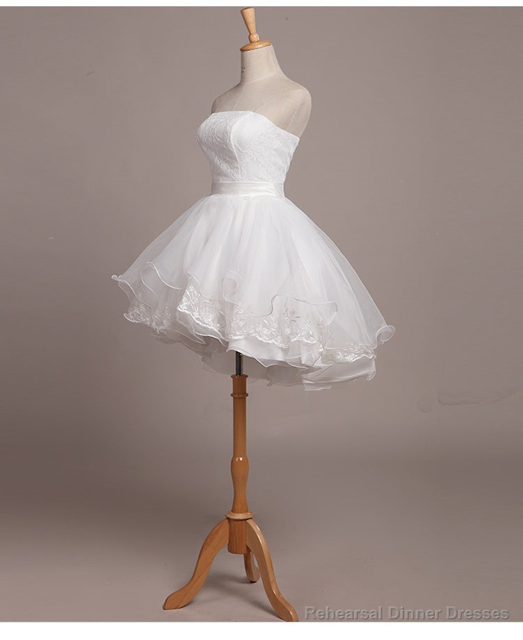 Lovely White Lace and Organza Short Graduation Dress Prom Dress, Short Teen Formal Dresses Main image