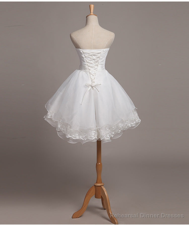 Lovely White Lace and Organza Short Graduation Dress Prom Dress, Short Teen Formal Dresses