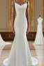 Lovely White Mermaid Straps Long Wedding Party Dress, White Long Formal Dress