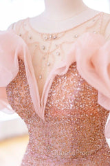 Luxurious A Line Off The Shoulder Pink Tulle Long Evening Prom Dress
