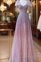 Luxurious A Line Straps Long Evening Prom Dress