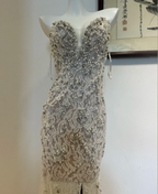 Luxurious And Elegant Sweetheart Neckline Pearl Rhinestone Lace Mermaid Long Classy Prom Dress