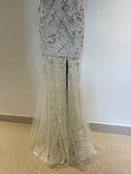Luxurious And Elegant Sweetheart Neckline Pearl Rhinestone Lace Mermaid Long Classy Prom Dress