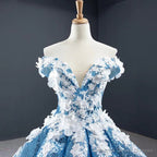 Luxurious Ball Gown Off-the-shoulder Appliques Sequin Prom Dresses