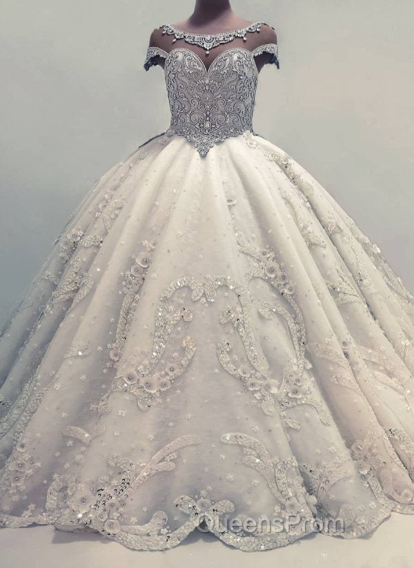 Luxurious Ball Gown Wedding Dress Shiny Crystals Bridal Gowns with Flowers Secondary image