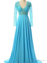 Luxurious Beaded V Neck Prom Dress Formal Women Dress