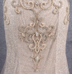 Luxurious Champagne Gold Mermaid Off-The-Shoulder Beaded Tulle Long Classy Prom Dress