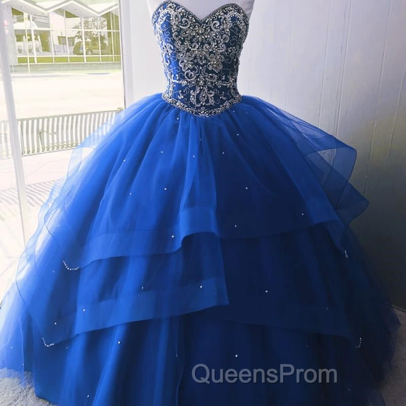 Luxurious Crystal Beaded Bodice Corset Organza Layered Quinceanera Dress