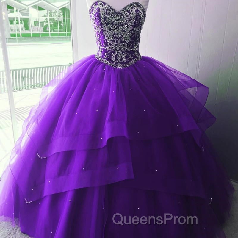 Luxurious Crystal Beaded Bodice Corset Organza Layered Quinceanera Dress