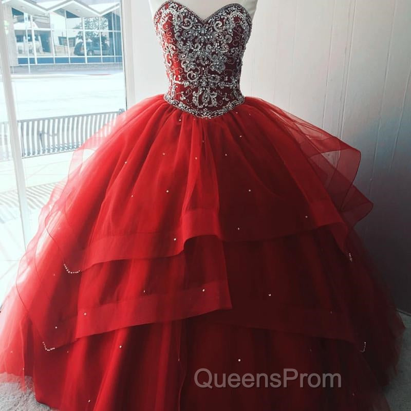 Luxurious Crystal Beaded Bodice Corset Organza Layered Quinceanera Dress