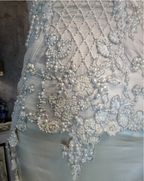 Luxurious Ivory Mermaid Thin Strap Pearl Ruffled Satin Long Classy Prom Dress