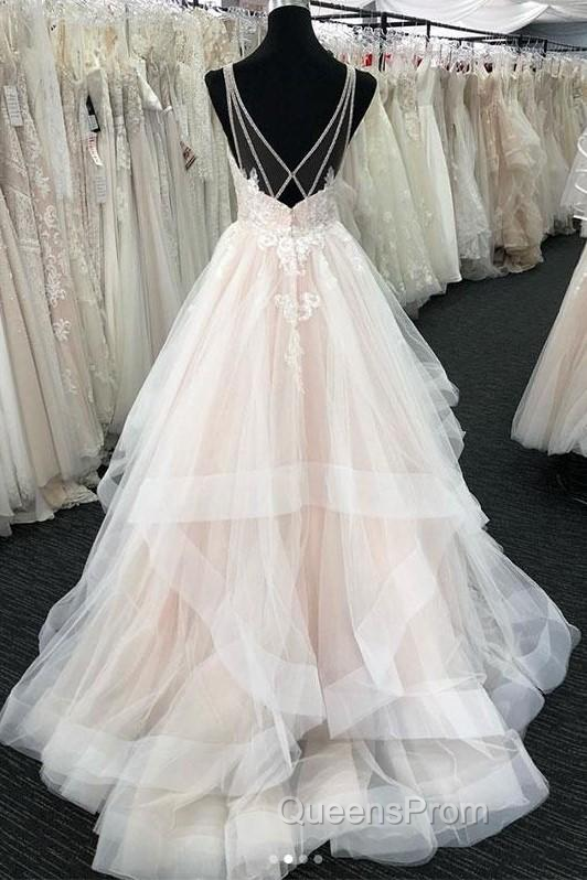 Luxurious Long A-line Princess Tulle Lace Backless Wedding Dress Secondary image