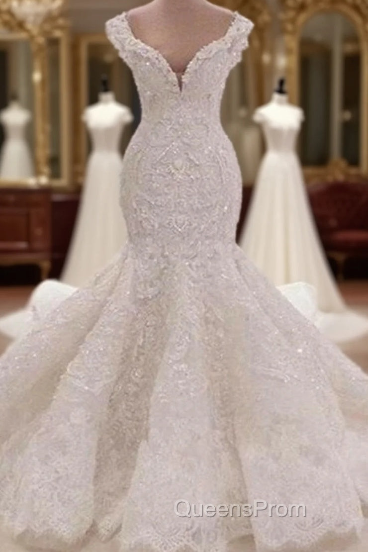 Luxurious Off the Shoulder Mermaid Wedding Dress New Arrival Lace AppliquesBridal Gowns Main image