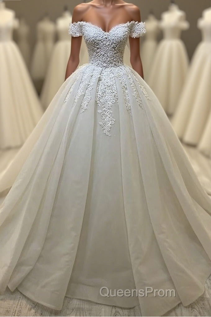 luxurious Off the ShoulderAppliques A line Ball Gowns Princess Bridal Gowns Main image