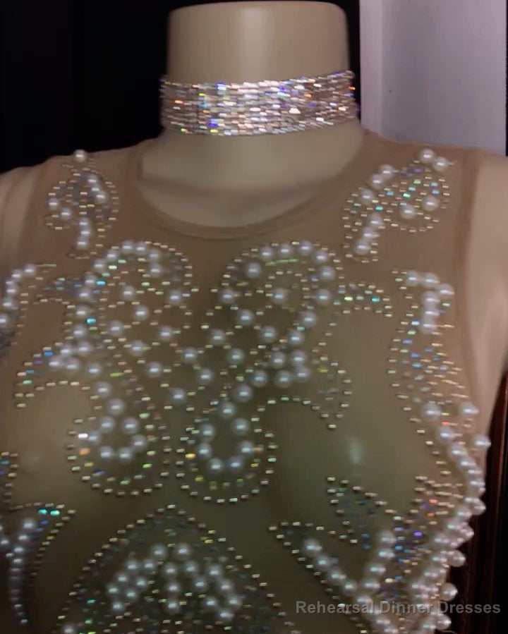 Luxurious Sleeveless Pearls Beading Long Mermaid Evening Dresses Secondary image