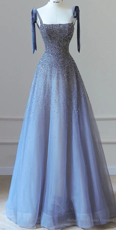 Luxurious Spaghetti-Strap Tulle A-Line Mermaid Prom Dress Main image