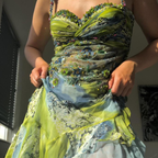 Luxurious Spaghetti Straps Beaded Sequin Ruffles Chiffon Classy Evening Dress Outfits