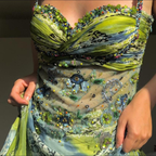 Luxurious Spaghetti Straps Beaded Sequin Ruffles Chiffon Classy Evening Dress Outfits