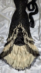Luxury Beaded Mermaid Classy Prom Dress, V-Neck Ruffle Party Dress