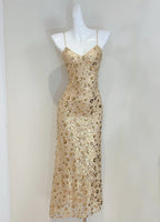 Luxury Gold Mermaid Strapless V-Neck Sequined Long Classy Prom Dress