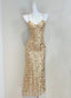 Luxury Gold Mermaid Strapless V-Neck Sequined Long Classy Prom Dress