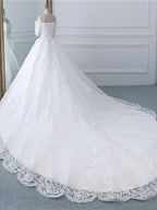 Luxury Lace Vestidos De Novia Ball Gown Wedding Dress Evening Prom Dress Long