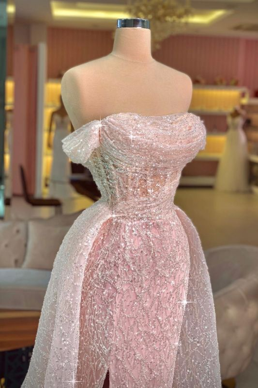Luxury Mermaid Pink Floor Length Sleeveless Sequin Classy Prom Dress Secondary image