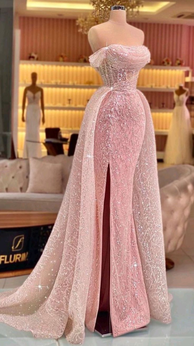 Luxury Mermaid Pink Floor Length Sleeveless Sequin Classy Prom Dress