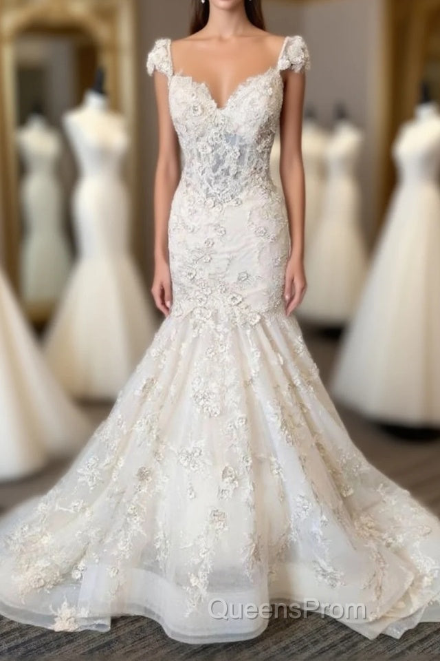 Luxury Mermaid Sweetheart Lace Backless Wedding Dress Main image