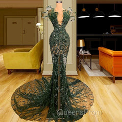 Luxury See Through Beaded Evening Prom Dress Bodycon Sexy Evening Prom Evening Dress