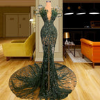 Luxury See Through Beaded Classy Prom Dress, Bodycon Sexy Classy Prom Classy Evening Dress