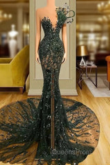 Luxury See Through Beaded Evening Prom Dress Bodycon Sexy Evening Prom Evening Dress