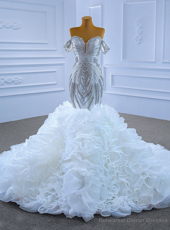 Luxury White Heavy Beading Crystal Wedding Dress Main image