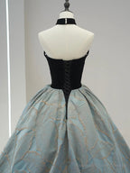 Beautiful Strapless Jacquard Floor Length Prom Dresses, A-Line Sweetheart Neck Formal Dresses