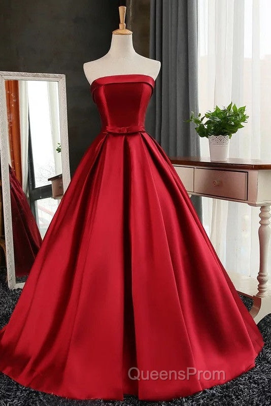 Maroon Satin Strapless Ball Gowns Quinceanera Dress Secondary image