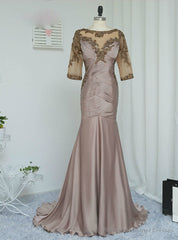 Marvelous Brown Mother Of The Bride Dresses Mermaid Half Sleeves