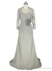 Mermaid Beaded Lace Flower Sliver Mother Of The Bride Dresses