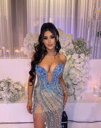 Gorgeous Beaded Slit Classy Prom Dress Classy Evening Dress