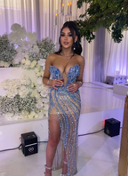 Gorgeous Beaded Slit Classy Prom Dress Classy Evening Dress