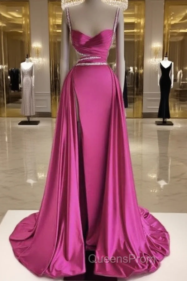 Mermaid Beaded Straps V Neck Slit Dress Main image