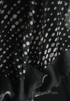 Mermaid Black Spaghetti Strap Chiffon Long Evening Prom Skirt Polka Dot Evening Dress