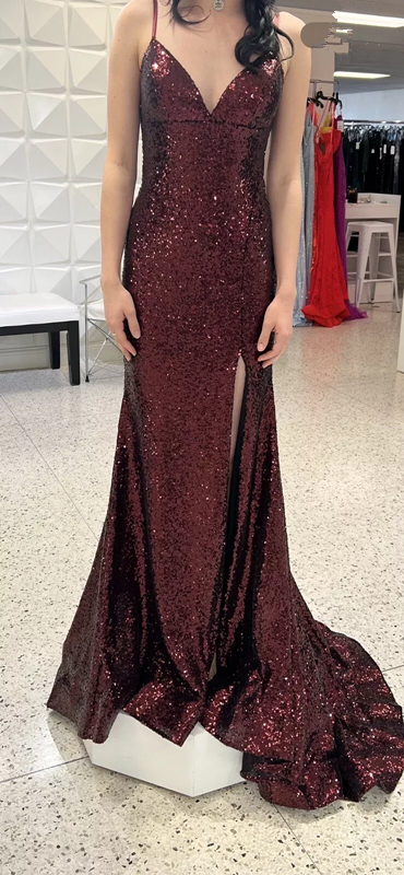 Mermaid Burgundy Sequin Floor Length Classy Prom Dress 22Th Birthday Outfit