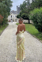 Mermaid Floor Length Yellow Classy Prom Dress With Ruffles 22Th Birthday Outfit