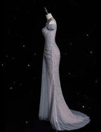 Mermaid Gowne??? Off The Shoulder Tulle Sequins Long Classy Prom Dress For Classy Events &Quinceanera