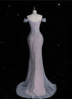 Mermaid Gowne??? Off The Shoulder Tulle Sequins Long Classy Prom Dress For Classy Events &Quinceanera