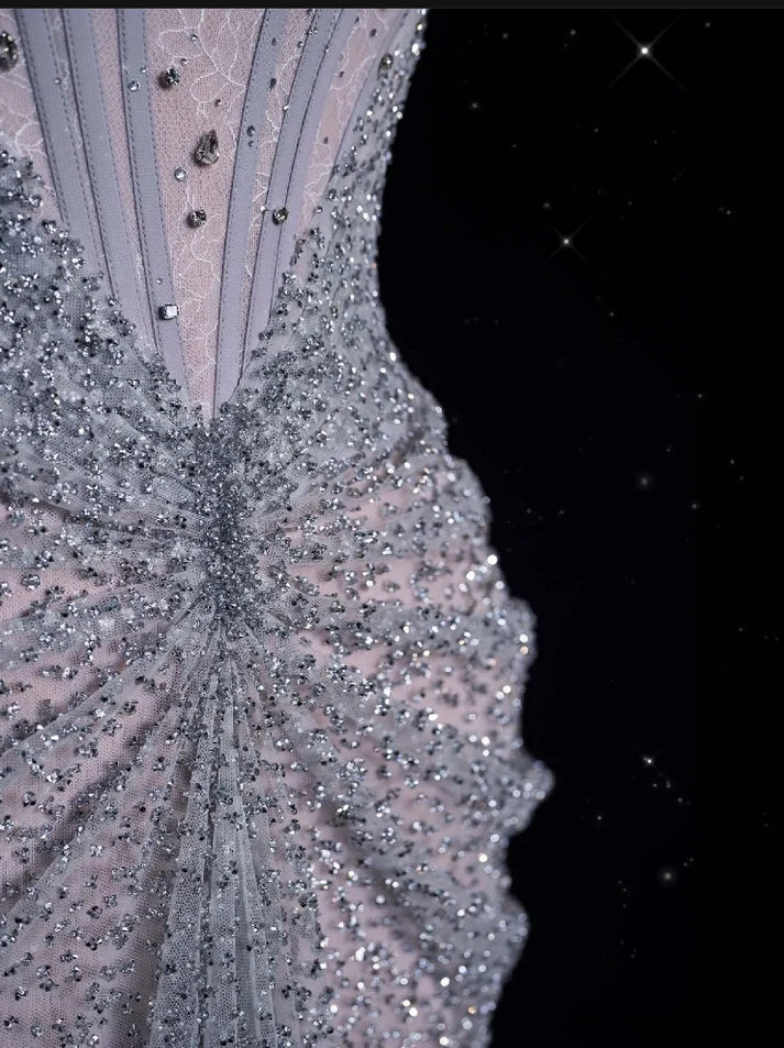 Mermaid Gowne??? Off The Shoulder Tulle Sequins Long Classy Prom Dress For Classy Events &Quinceanera