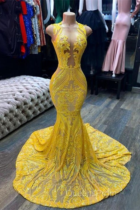 Mermaid Halter Floor-length Sleeveless Open Back Sequined Appliques Lace Evening Prom Dress Secondary image