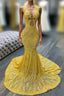 Mermaid Halter Floor-length Sleeveless Open Back Sequined Appliques Lace Evening Prom Dress